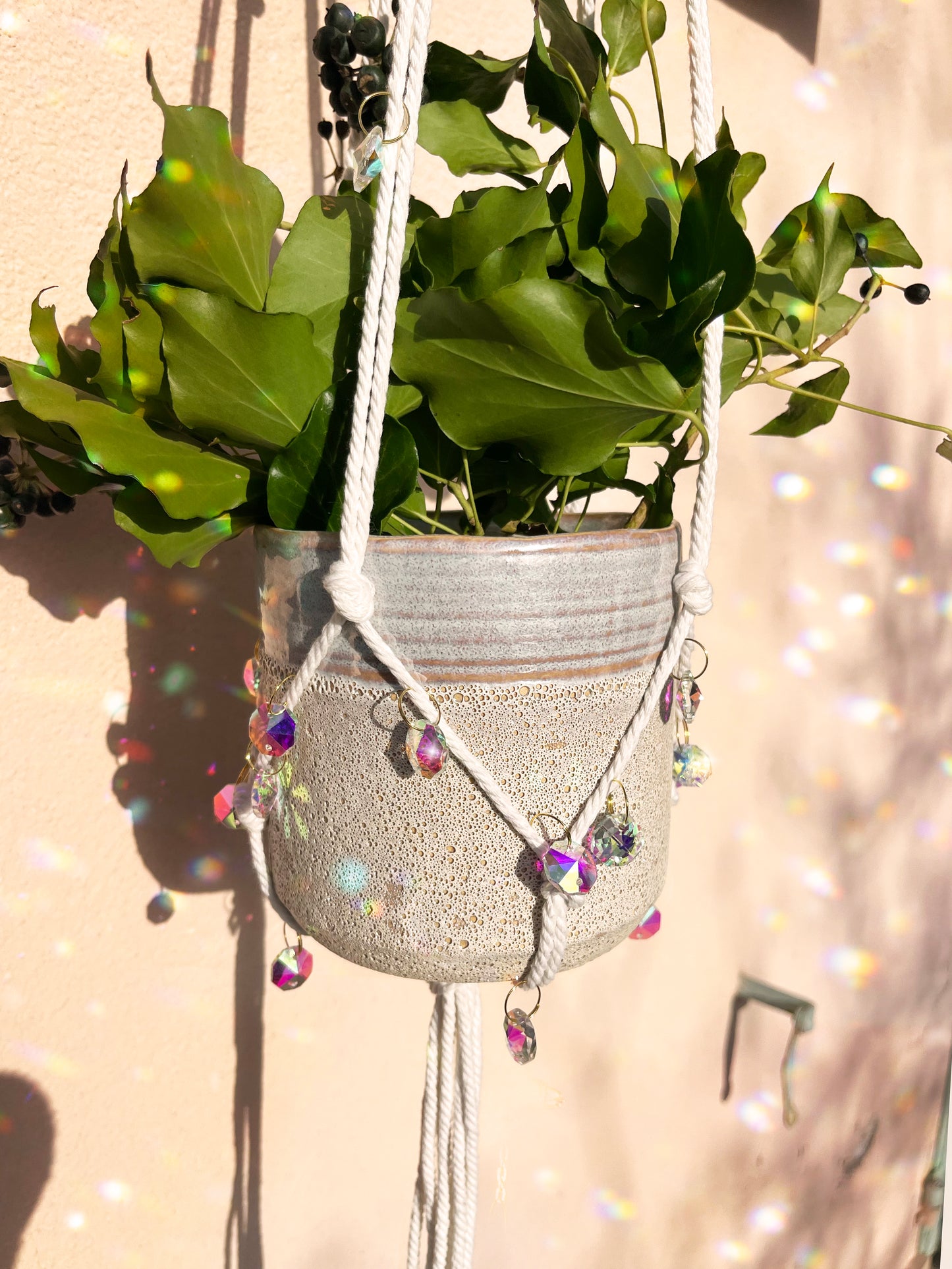 Suspensions en Macramé & Cristaux ✨🌿