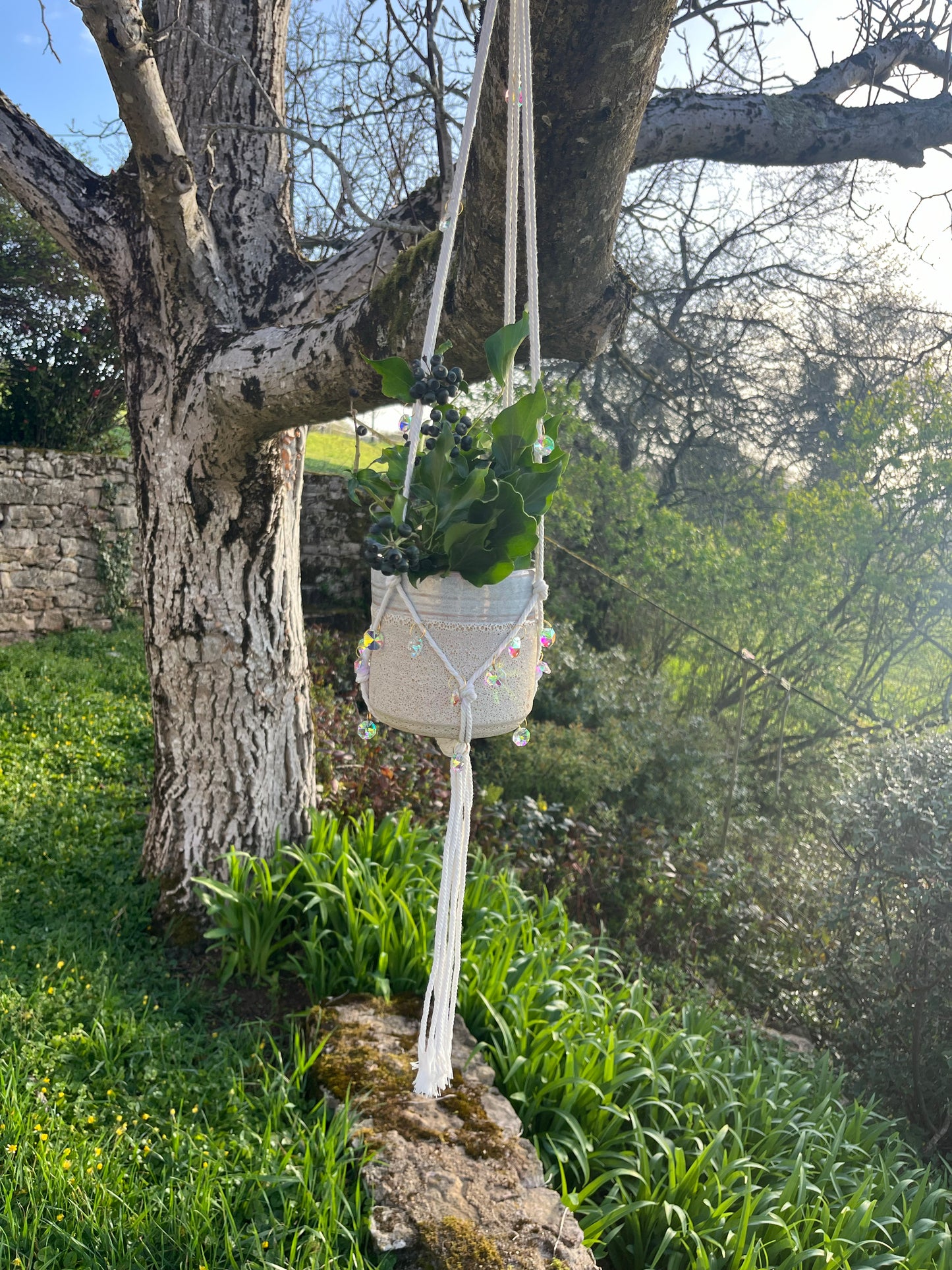 Suspensions en Macramé & Cristaux ✨🌿