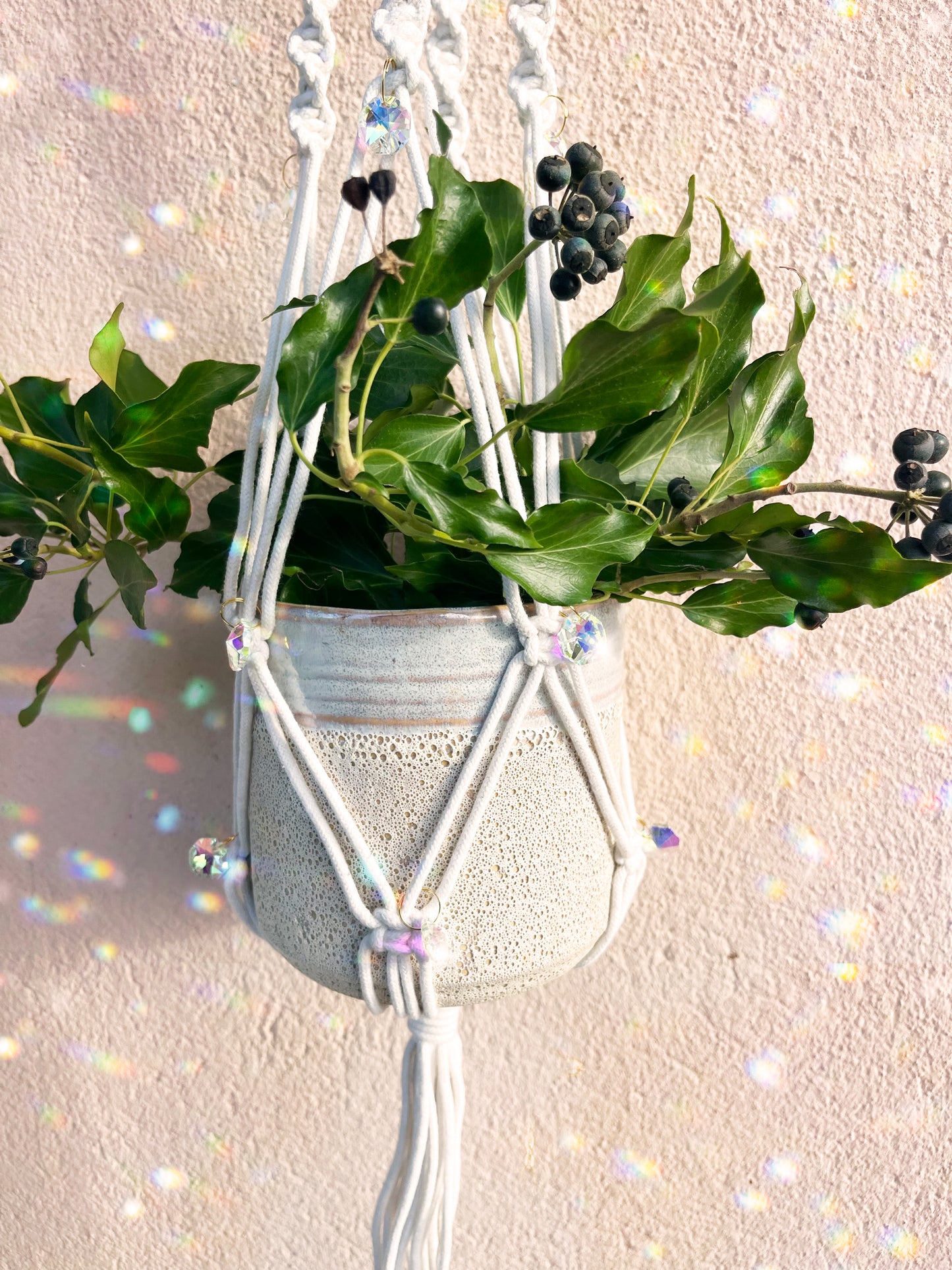 Suspensions en Macramé & Cristaux ✨🌿