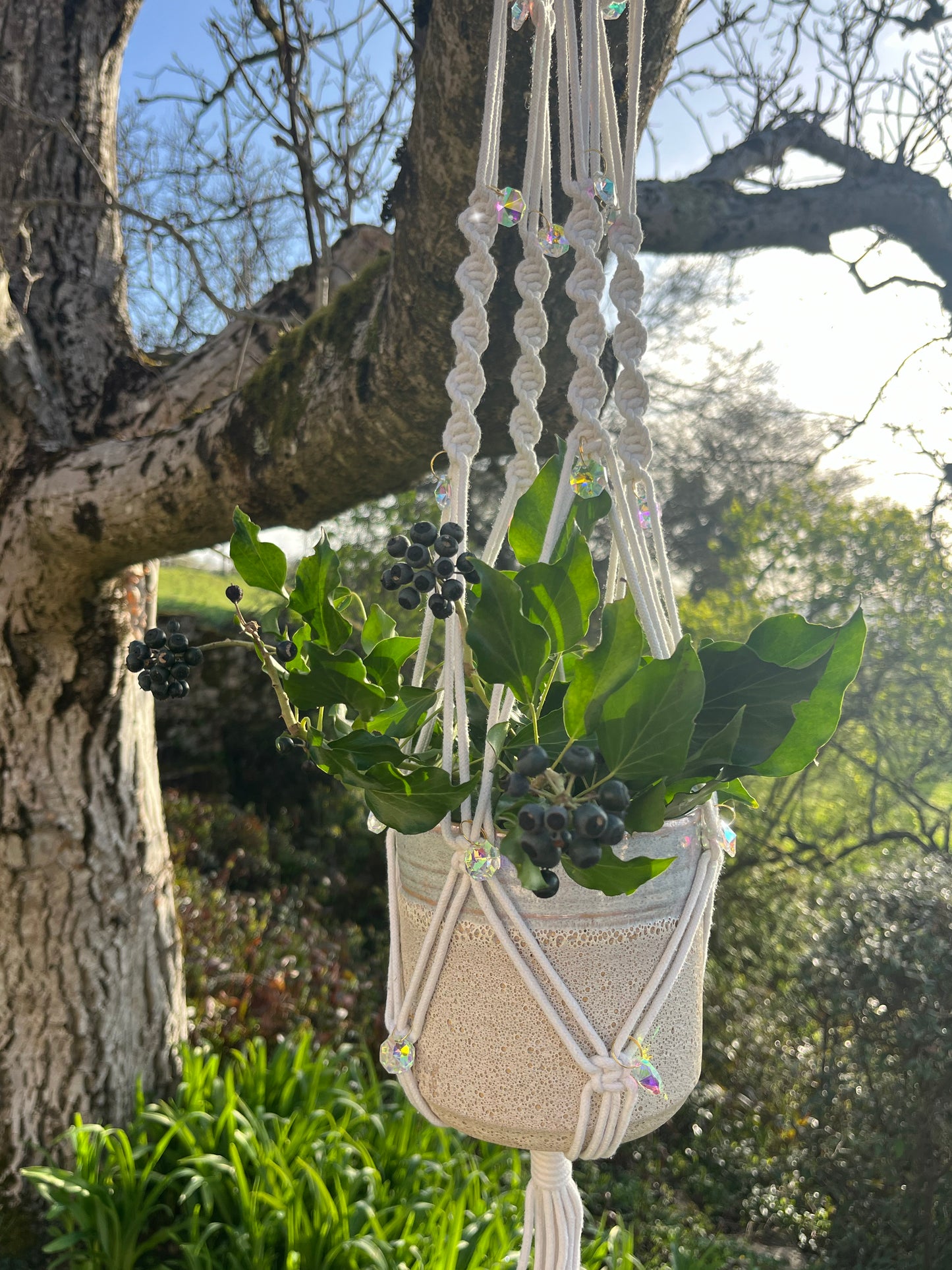 Suspensions en Macramé & Cristaux ✨🌿